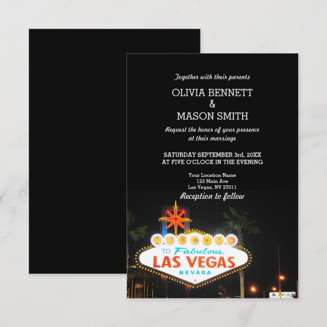 Viva Las Vegas Destination Wedding Invitation (Front/Back)