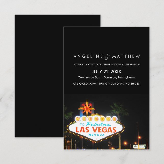 Viva Las Vegas Destination Wedding Invitation (Front/Back)