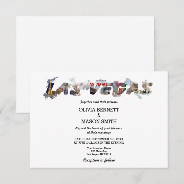 Viva Las Vegas Destination Wedding Invitation (Front/Back)