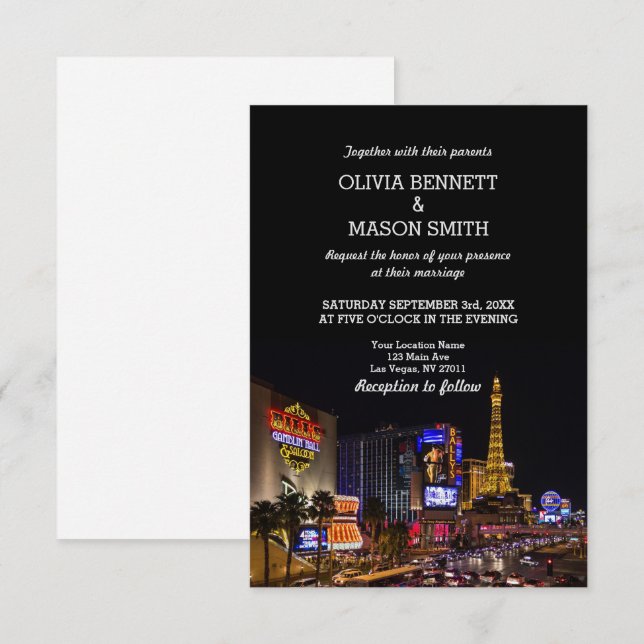 Viva Las Vegas Destination Wedding Invitation (Front/Back)