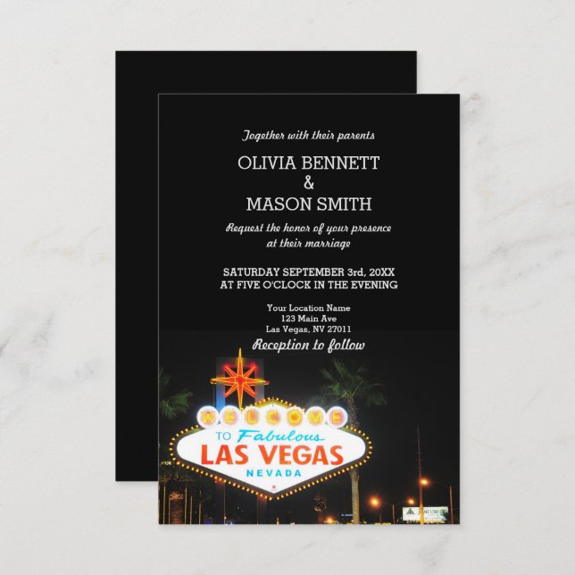 Viva Las Vegas Destination Wedding Invitation (Front/Back)