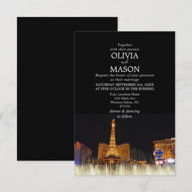 Viva Las Vegas Destination Wedding Invitation (Front/Back)