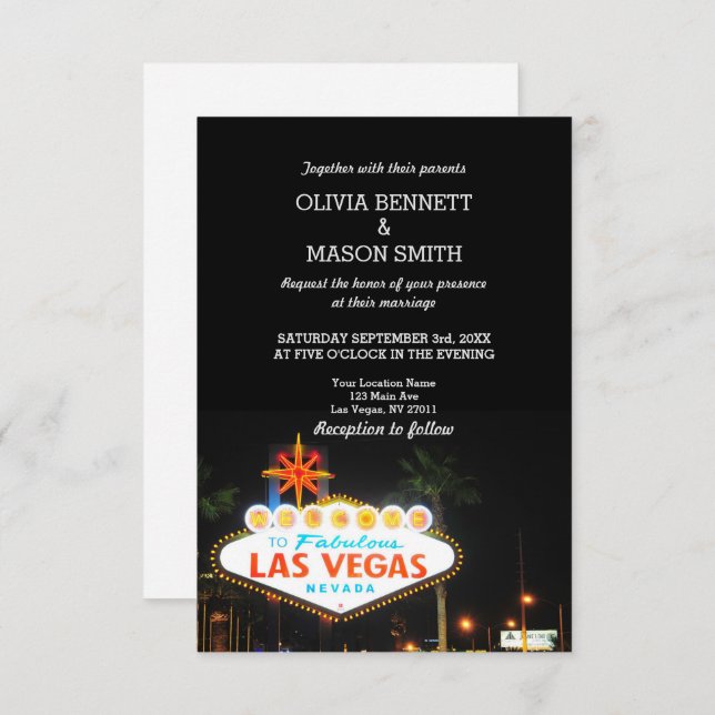 Viva Las Vegas Destination Wedding Invitation (Front/Back)