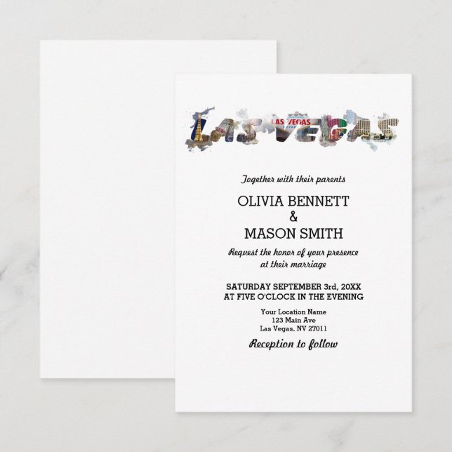 Viva Las Vegas Destination Wedding Invitation (Front/Back)