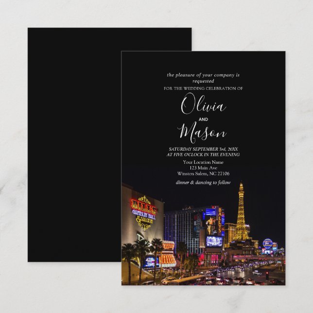 Viva Las Vegas Destination Wedding Invitation (Front/Back)