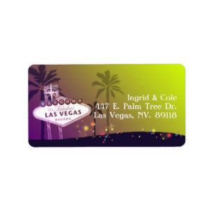 Viva Las Vegas Illustrated Wedding Address Label