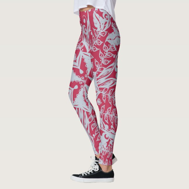Viva Magenta and Silver Leggings (Left)