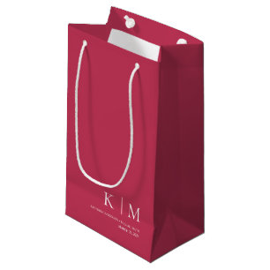 Viva Magenta and White-Monogram-Wedding- Small Gift Bag