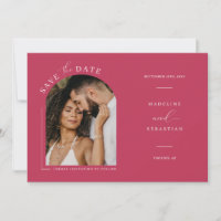 Viva Magenta Boho Arch Photo QR Code Save the Date