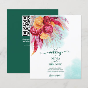 Viva magenta burgundy orange roses budget invite