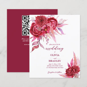 Viva magenta burgundy roses flowers budget invite