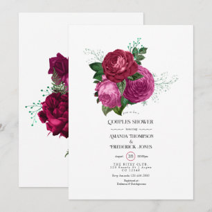 Viva Magenta Floral Couples Shower Invitation
