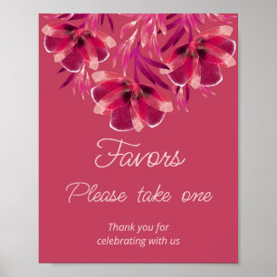 Viva Magenta, Floral, Favours please take one  Poster
