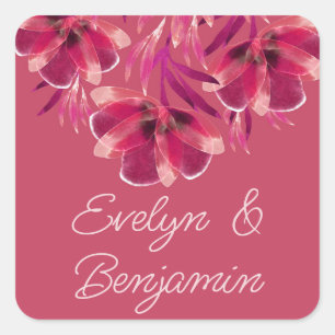 Viva Magenta Floral Square Sticker