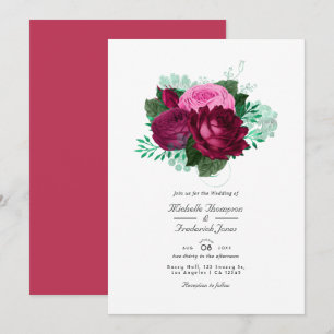 Viva Magenta Floral Wedding Invitation