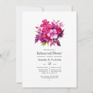 Viva Magenta Floral Wedding Rehearsal Dinner Invitation
