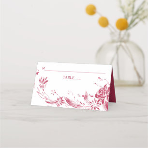 Viva magenta flower arrangement wedding place card