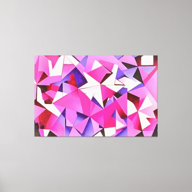 Viva Magenta Geometric Hydrangea Abstract Art Canvas Print (Front)