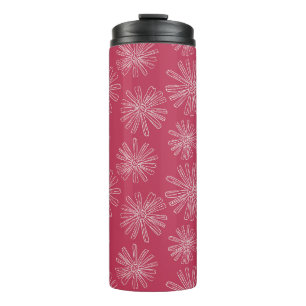Viva Magenta Hand-Sketched Flower Thermal Tumbler