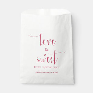 Viva Magenta Minimal Script Love is Sweet Wedding Favour Bags