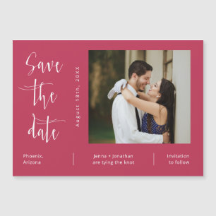 Viva Magenta Minimalist Save the Date Photo Magnet