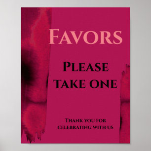 Viva Magenta, Modern Favours please take one Poster
