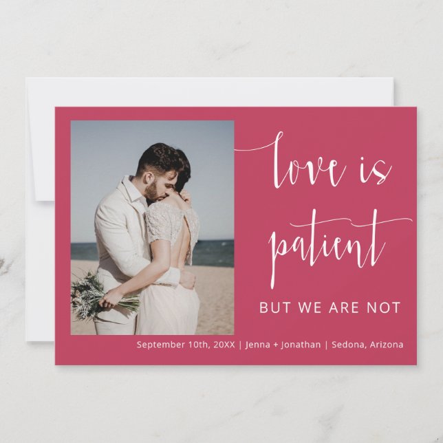 Viva Magenta Modern Minimal Script Photo Elopement Invitation (Front)