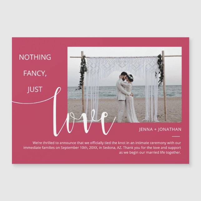 Viva Magenta Modern Minimal Script Photo Magnet (Front)