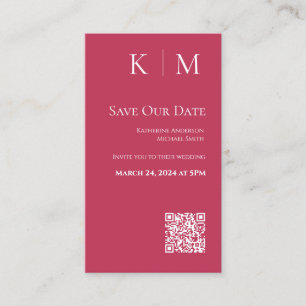 Viva Magenta-Modern-Save the Date-QR code- Business Card