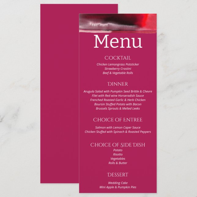 Viva Magenta Modern Wedding   Menu (Front/Back)