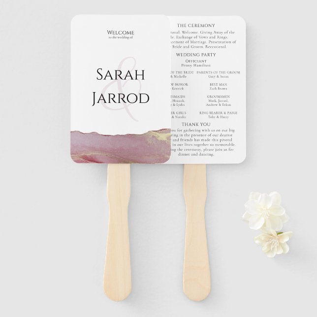 Viva Magenta Modern Wedding Program Set of Fans (Front and Back)