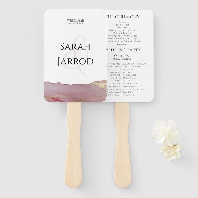 Viva Magenta Modern Wedding Program Set of Fans (Front and Back)