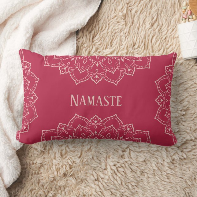 Viva Magenta & Pale Dogwood Mandala Lumbar Pillow (Blanket)