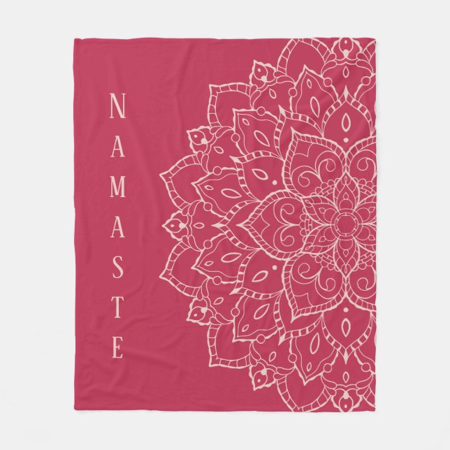 Viva Magenta & Pale Dogwood Namaste Mandala Fleece Blanket (Front)