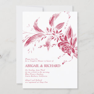 Viva magenta pink flowers wedding couples shower invitation