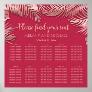 Viva magenta rose gold  tropical leaves romantic poster