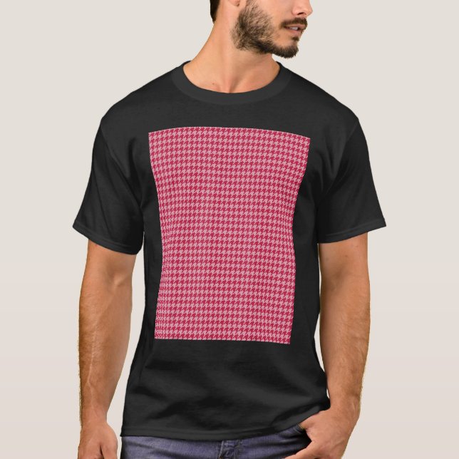 Viva Magenta Small Houndstooth Pattern T-Shirt (Front)