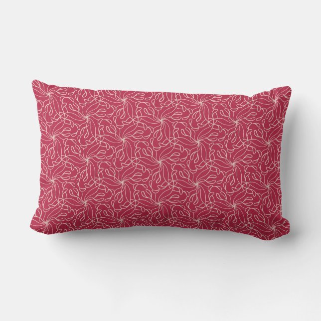 Viva Magenta Trippy Organic Damask Throw Pillow (Back)