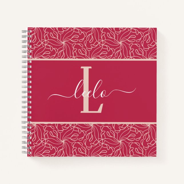 Viva Magenta Trippy Organic Patterned Notebook (Front)