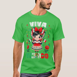 Viva Meico Meican Girl Flag Independence Day Girls T-Shirt