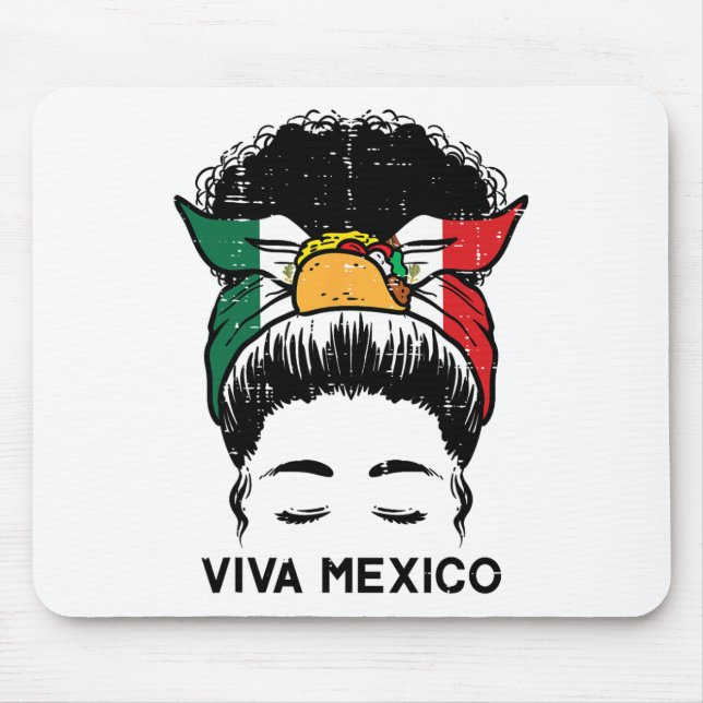 Viva Mexico Black Women Cinco De Mayo Mexican Inde Mouse Mat (Front)
