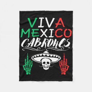 Viva Mexico Cabrones Independence Day Mexican Flag Fleece Blanket