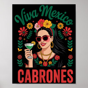 Viva Mexico Cabrones Women Mexican Flag Poster