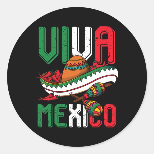 Viva Mexico Cinco De Mayo  Classic Round Sticker (Front)