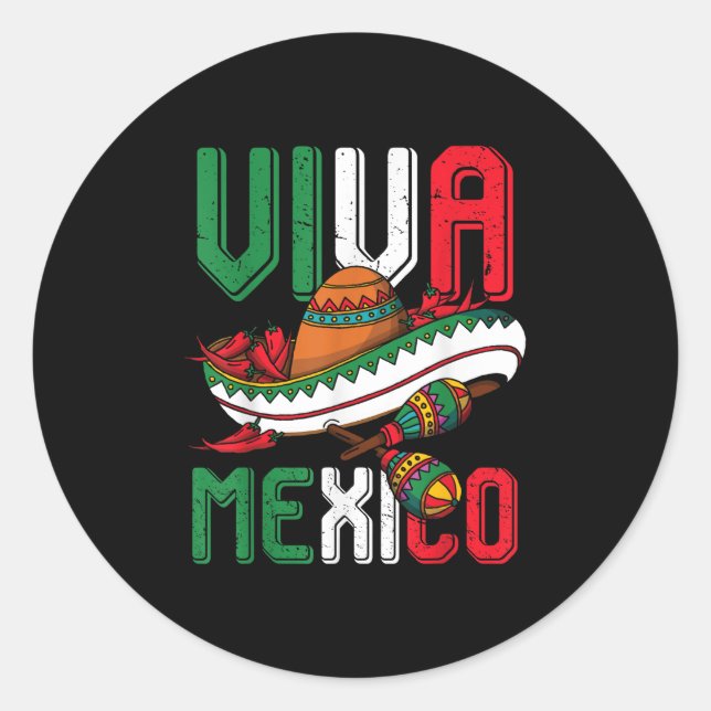 Viva Mexico Cinco De Mayo  Classic Round Sticker (Front)