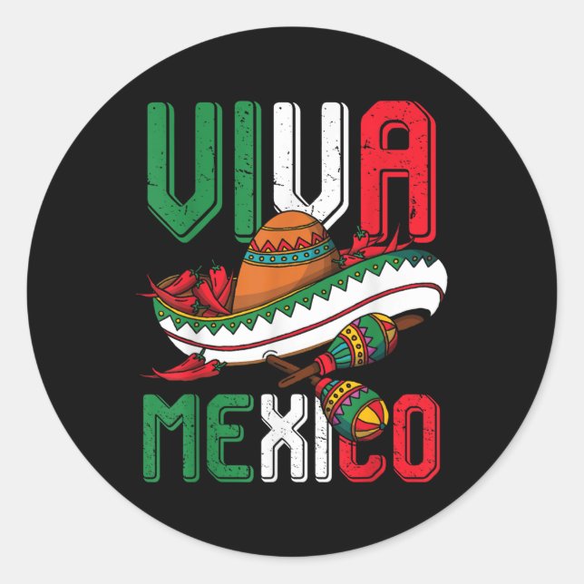Viva Mexico Cinco De Mayo  Classic Round Sticker (Front)