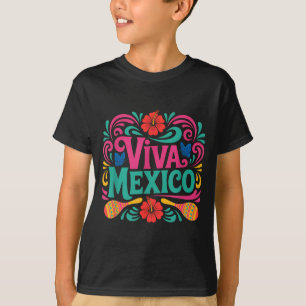Viva mexico colourful folk art mexican independenc T-Shirt