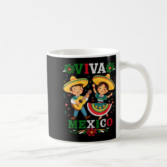 Viva Mexico Cute Cartoon Mexican Boy &amp; Girl In Coffee Mug (Right)
