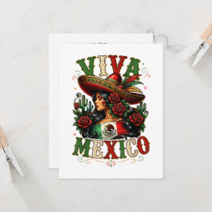 Viva Mexico Flag Rose Mexican Independence Day Invitation