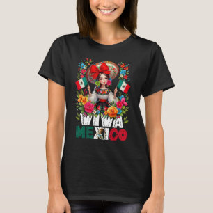 Viva Mexico Girl Mexican Flag Independence Day Fie T-Shirt